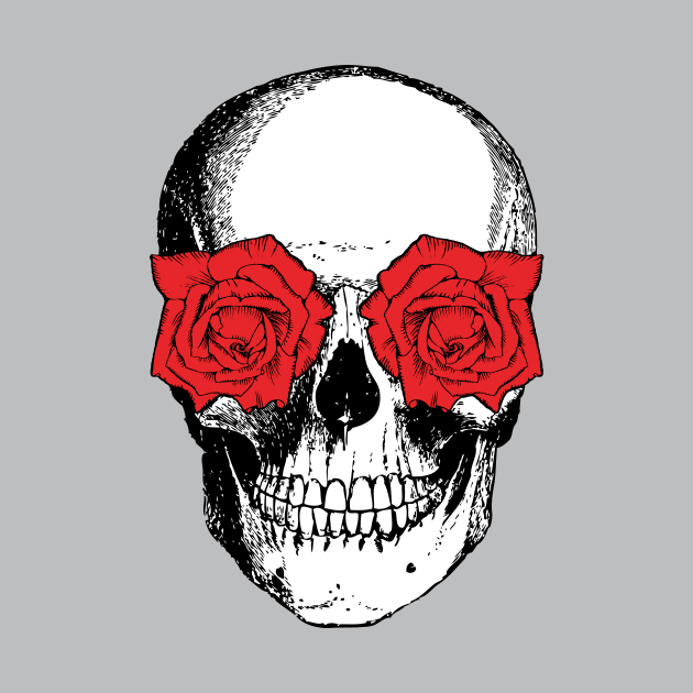 Skull and Roses | Skull and Flowers | Skulls and Skeletons | Vintage Skulls | Red Roses | by Eclectic At Heart