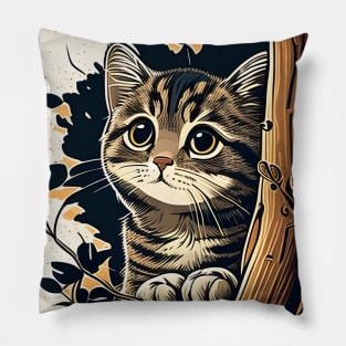 Cat Fall Autumn Leaf Tree Funny Cat Lovers Gifts Pillow