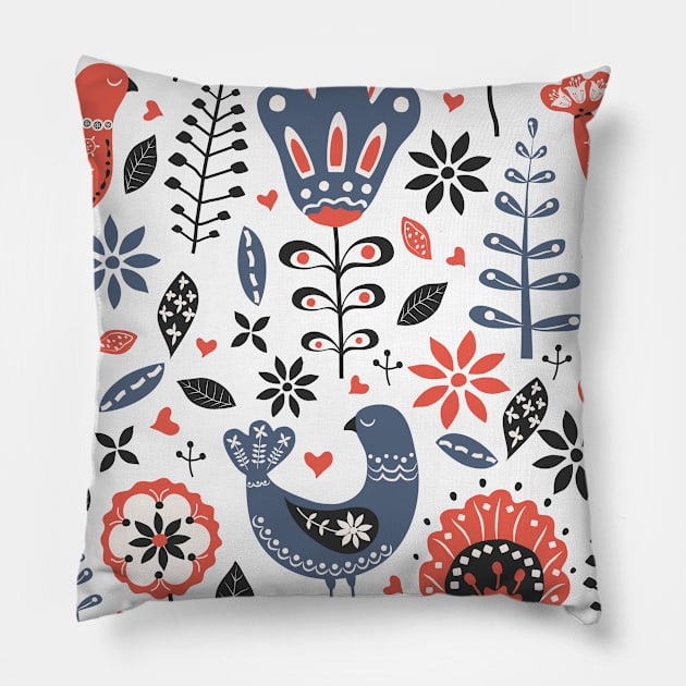 Nordic Folk Art Pillow by CraftyBeeDesigns