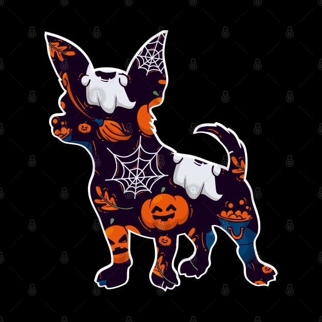 CHIHUAHUA DOG  FUNNY GHOST PUMPKIN HALLOWEEN PATTERN by madani04