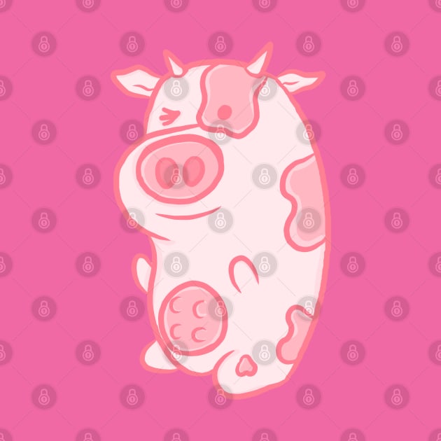 Strawberry Milkshake Pink Cow by RoserinArt