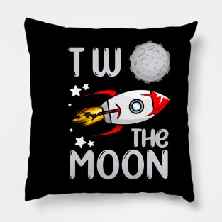 second birthday two the moon funny space rocket art Pillow