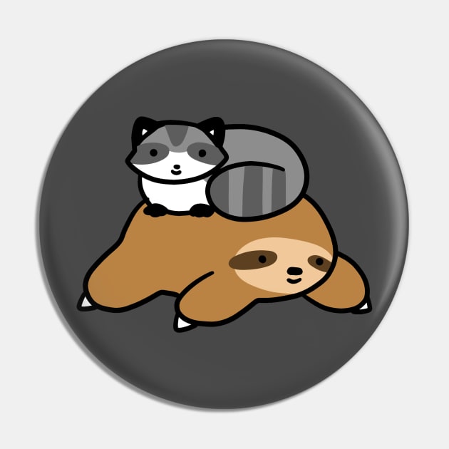 Sloth and Raccoon Pin by saradaboru