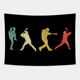 Baseball Catcher Pitcher Batter silhouette Tapestry