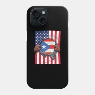 Puerto Rico Flag American Flag Ripped - Gift for Puerto Rican From Puerto Rico Phone Case