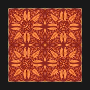 Burnt Summer Mandala Tile - Monochromatic Orange Color Palette T-Shirt
