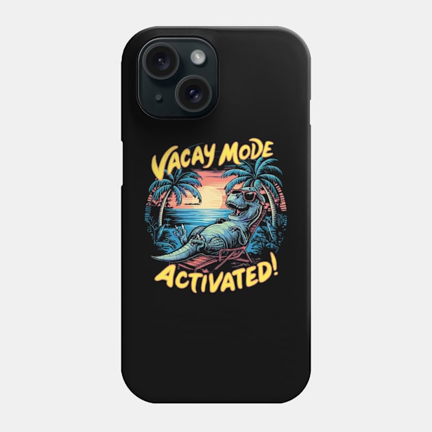 A vivid and amusing design featuring a laid-back dinosaur in sunglasses, lounging effortlessly on a beach chair. (2) Phone Case by YolandaRoberts