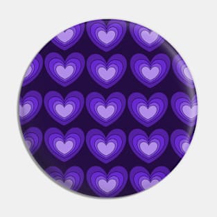 Shades of Purple Hearts - smaller print, dark background Pin