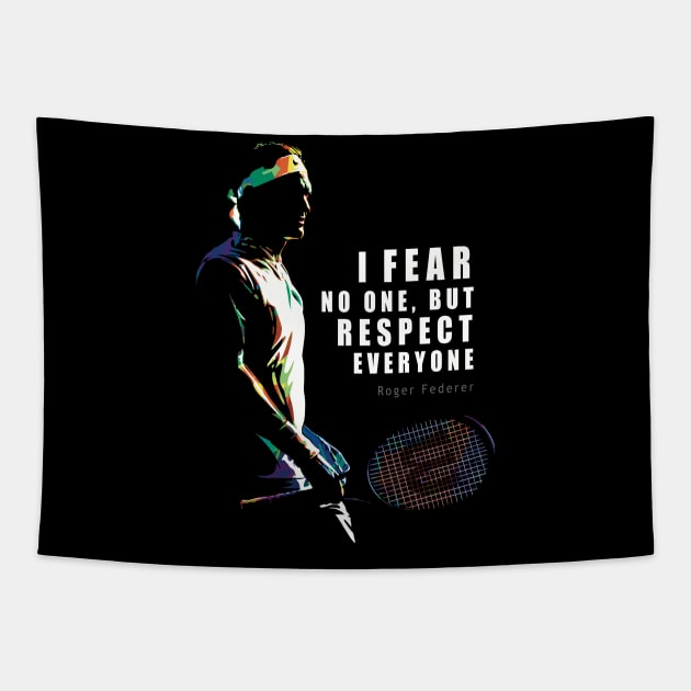 Roger Federer Inspirational Quote Tapestry by BAJAJU