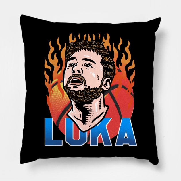 ON FIRE LUKA Pillow by Tee Trends