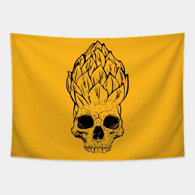 Hophead Skull Tapestry by WriteThisOff