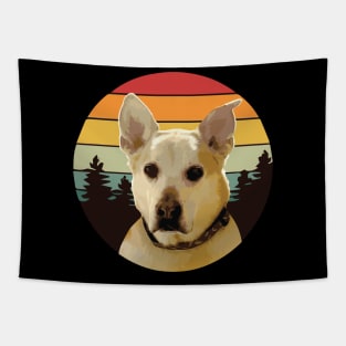 SHIBA MIX DOG FOREST RETRO PINES SUNSET Tapestry