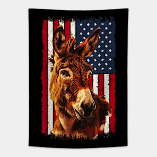 4th of july denkey on usa flag Tapestry