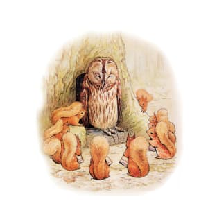 “Old Mr Brown Owl and the Squirrels” by Beatrix Potter T-Shirt