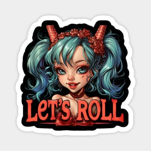 Let's ROLL Cute Devil Girl Magnet