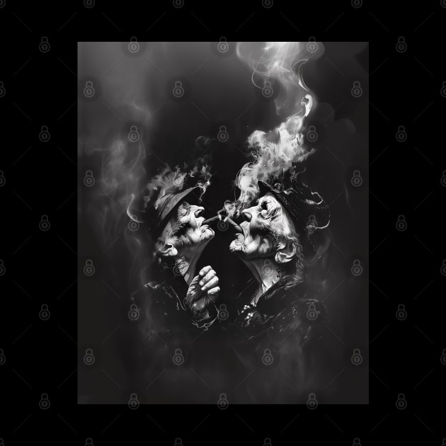 Cigar Kiss: My Best Friend... Soulmate and Besties Forever on a Dark Background by Puff Sumo