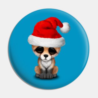 Baby Fox Wearing a Santa Hat Pin