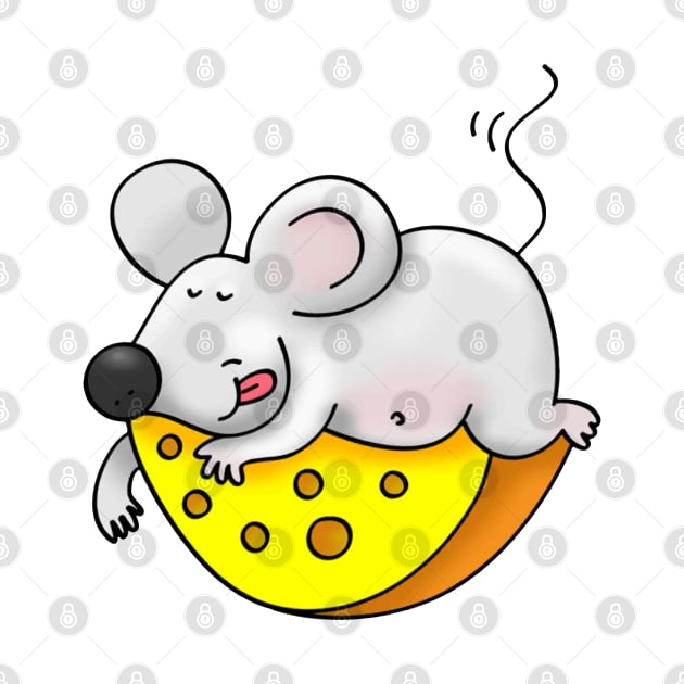 I Dream of Cheese - Funny Mouse Sleeping on Cheese by CoolFactorMerch