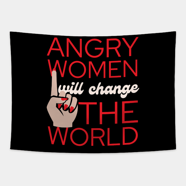 Angry Women Will Change The World Red Nail Polish Design Tapestry by pingkangnade2@gmail.com