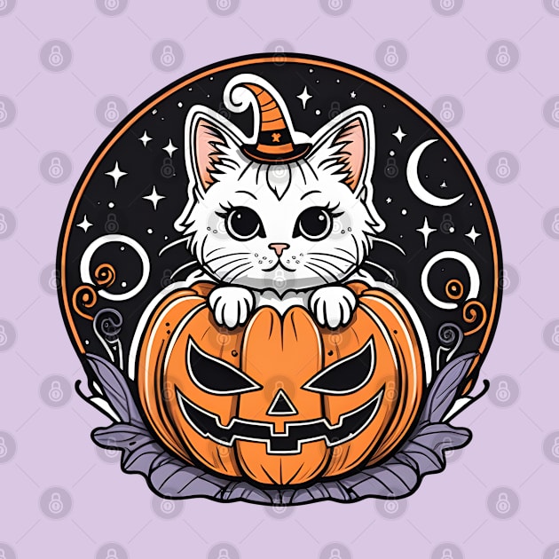 Halloween Pumpkin with Cute Cat by LisaHartjesx