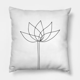 FLOWER - Black Line Art Pillow