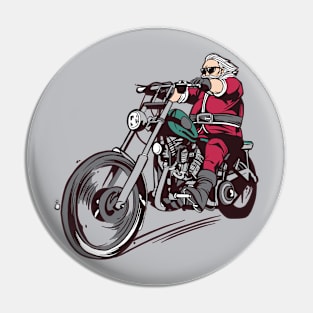 Cool Biker Santa Claus Cartoon Pin