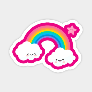 Cute Rainbow with Clouds Magnet