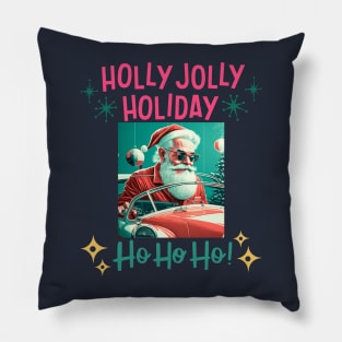 Holly Jolly Holiday Retro Santa Pillow