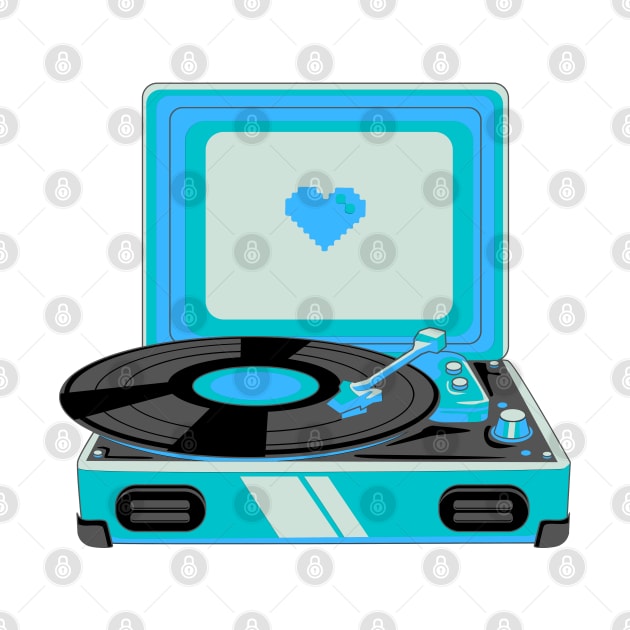 Blue Vinyl Record Player by HobbyAndArt