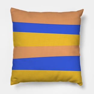 Groovy Stripes Pattern in Cobalt Blue, Mustard Yellow, and Peach Pillow