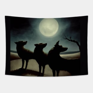 Dogs in the Moonlight Tapestry