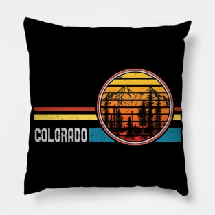 Retro Vintage Colorado 70s 80s Style Mountain Sunset Pillow