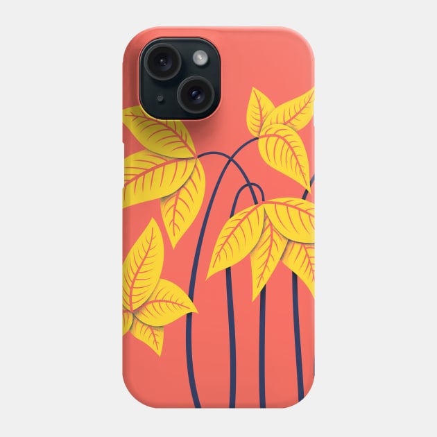 Yellow Geometric Flowers Abstract Art Phone Case by Boriana Giormova