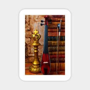 Pocket Violin And Old Books Magnet