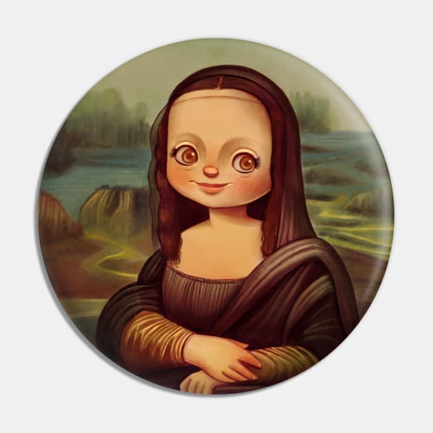 Cute Version of Mona lisa Masterpiece Art History Gift Pin by basselelkadi