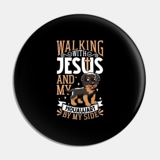 Jesus and dog - Hovawart Pin