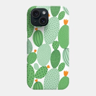 Cute doodle green cactus garden pattern Phone Case