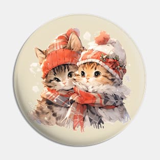 Cute Christmas Cats Winter Hats Pin