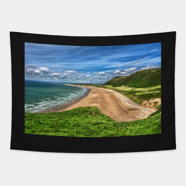 Rhossili Bay On The Gower Peninsula South Wales Tapestry by IanWL