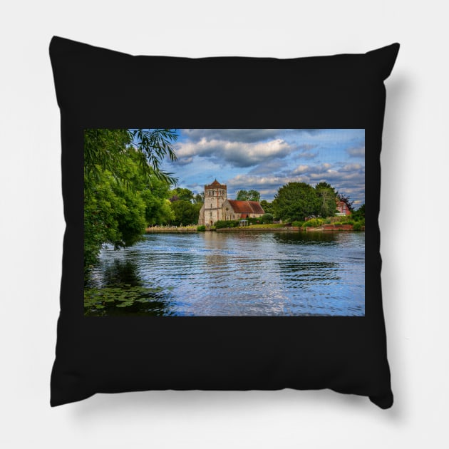 Across the Thames To Bisham Church Pillow by IanWL