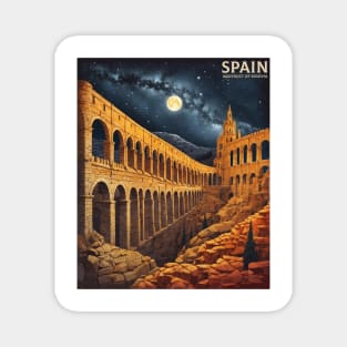 Aqueduct of Segovia Starry Night Spain Travel Tourism Retro Vintage Art Magnet