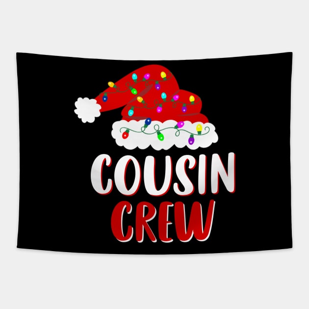 Cousin Crew Santa Hat Lights Family Matching Christmas Pajama Tapestry by Sincu