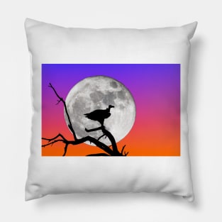 Vulture Silhouetted Against Supermoon Pillow