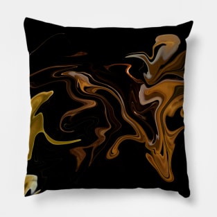 Gold to Copper  - Digital Liquid Paint Swirls Pillow