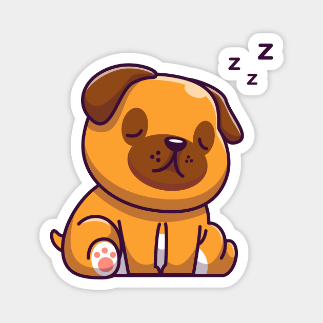 Cute Dog Sleeping Cartoon - Pug - Magnet | TeePublic Cute Dog Sleeping Cartoon - Pug - Magnet | TeePublic