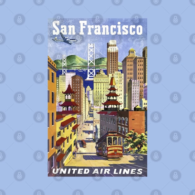 Restored Vintage Travel Poster United Airlines to San Francisco by vintageposterco