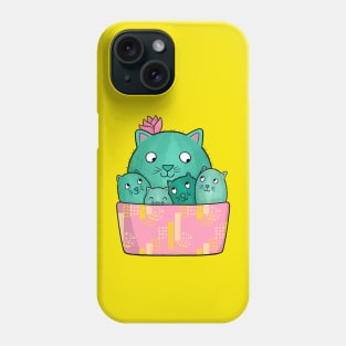 Cactus Cat and Kittens Phone Case