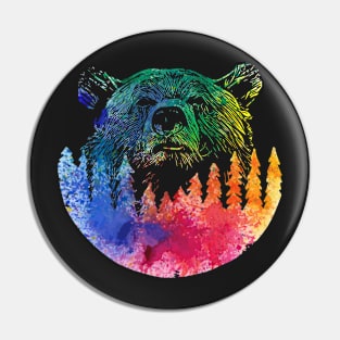 Bear Forest Paint Design Pin