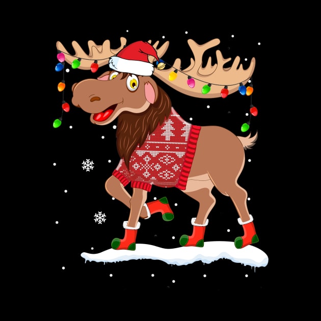 Ugly Christmas Sweater Moose by TeeSky