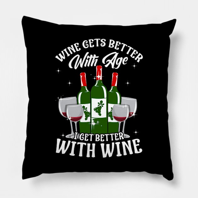 Funny Wine Lover Tee Pillow by KsuAnn